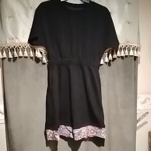 Black Dress with Lace Hem